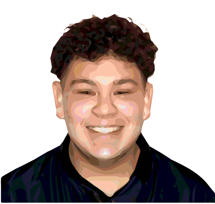 Illustrated portrait of Rodrigo Mejia smiling